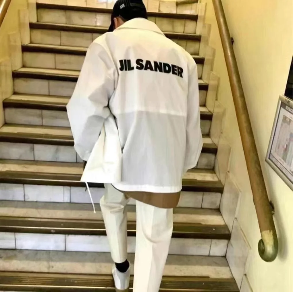 

2023 Толстовка JIL Sander с круглым вырезом, минималистичный свободный крой с надписью, повседневный Модный осенне-зимний топ большого размера с длинными рукавами для пар