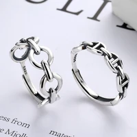 s925 sterling silver couples rings korean style wind n chain pig nose light luxury thai silver adjustable ring wedding jewelry