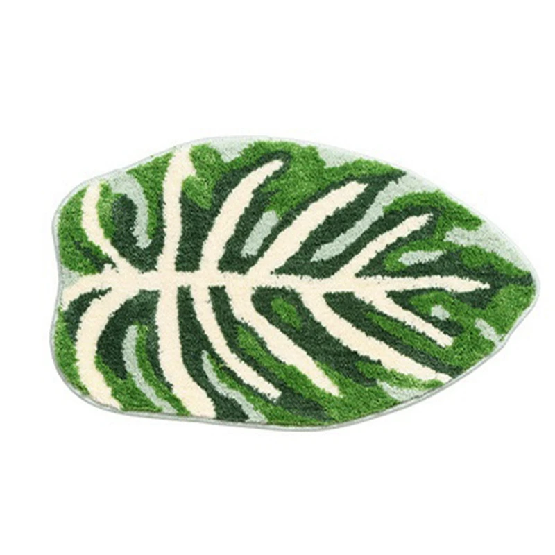 

Green Leaf Mat Anti-Slip Palm Shaped Bathroom Mat Monstera Cute Bath Mat Super Absorbent Bath Mat Bathroom Rug