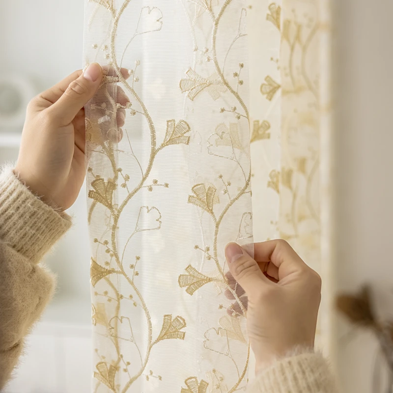 

Французские нежные бежевые/серые Роскошные романтичные вышитые тюлевые шторы с вышивкой для гостиной оконные занавески водорастворимое к...
