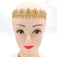 new moroccan wedding hair jewelry algerian womens headdress bridal hair chain gold plated rhinestone tassel hair chain