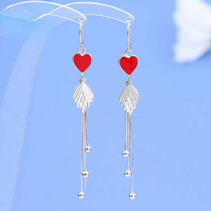 

Fan-shaped Chinese Classical Earrings National Style Hanfu Earline Sterling Silver Earrings Antique High-end Tassel Girls