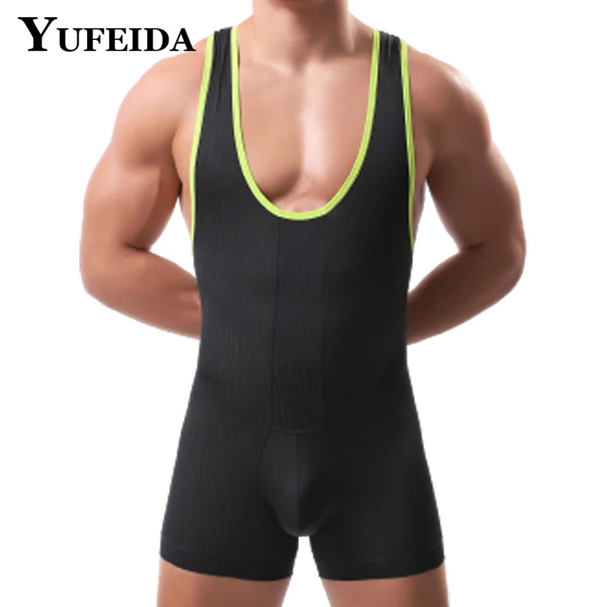 

YUFEIDA Mens Undershirts Sports Gym Fitness Jumpsuits Shorts Wrestling Singlet Bodybuilding Bodysuits Homme Underwear Unterhemd