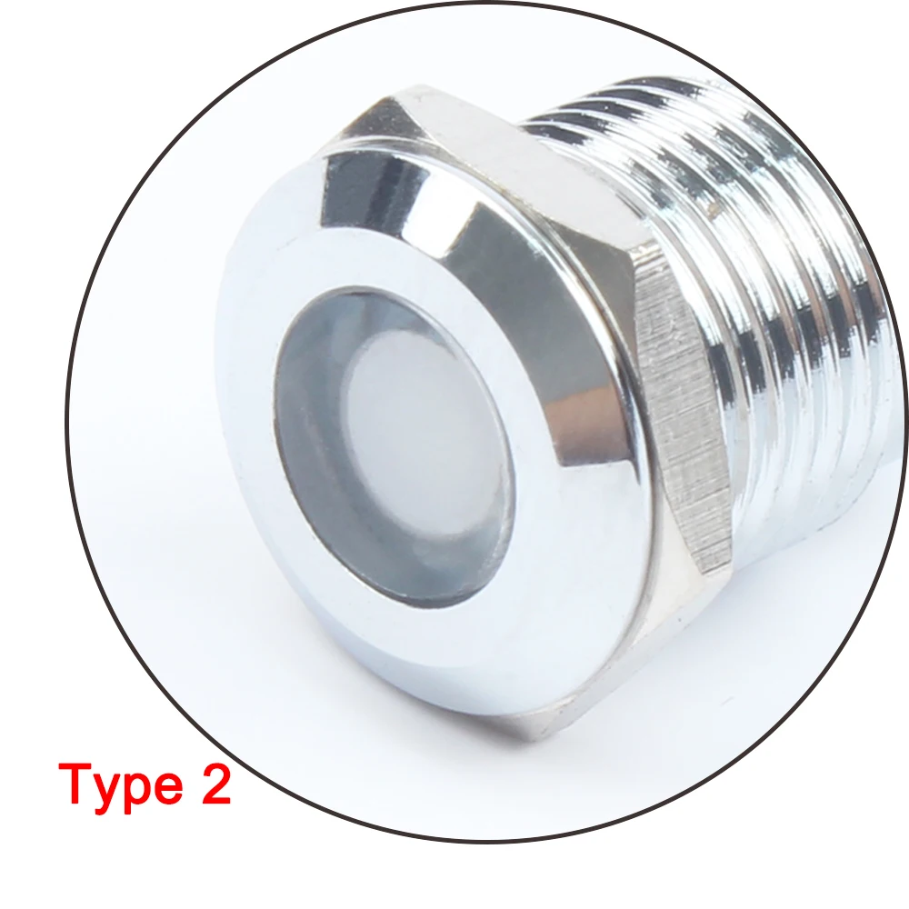 

12 мм металлический светодиодный предупреждающий индикатор, водонепроницаемая сигнальная лампа, пилотная с переключателем проводов, 5 В, 12 В, 24 В, 220 В, красный, синий, желтый, зеленый, винт