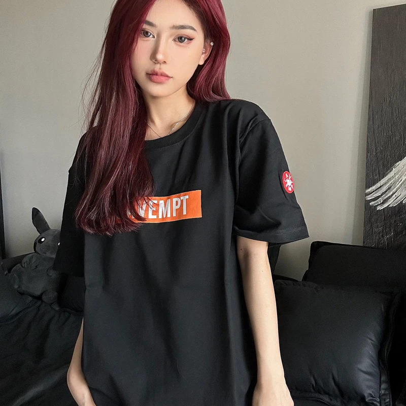 

Oversized CAVEMPT T-shirts Slogan Pure Cotton Black C.E Short Sleeves