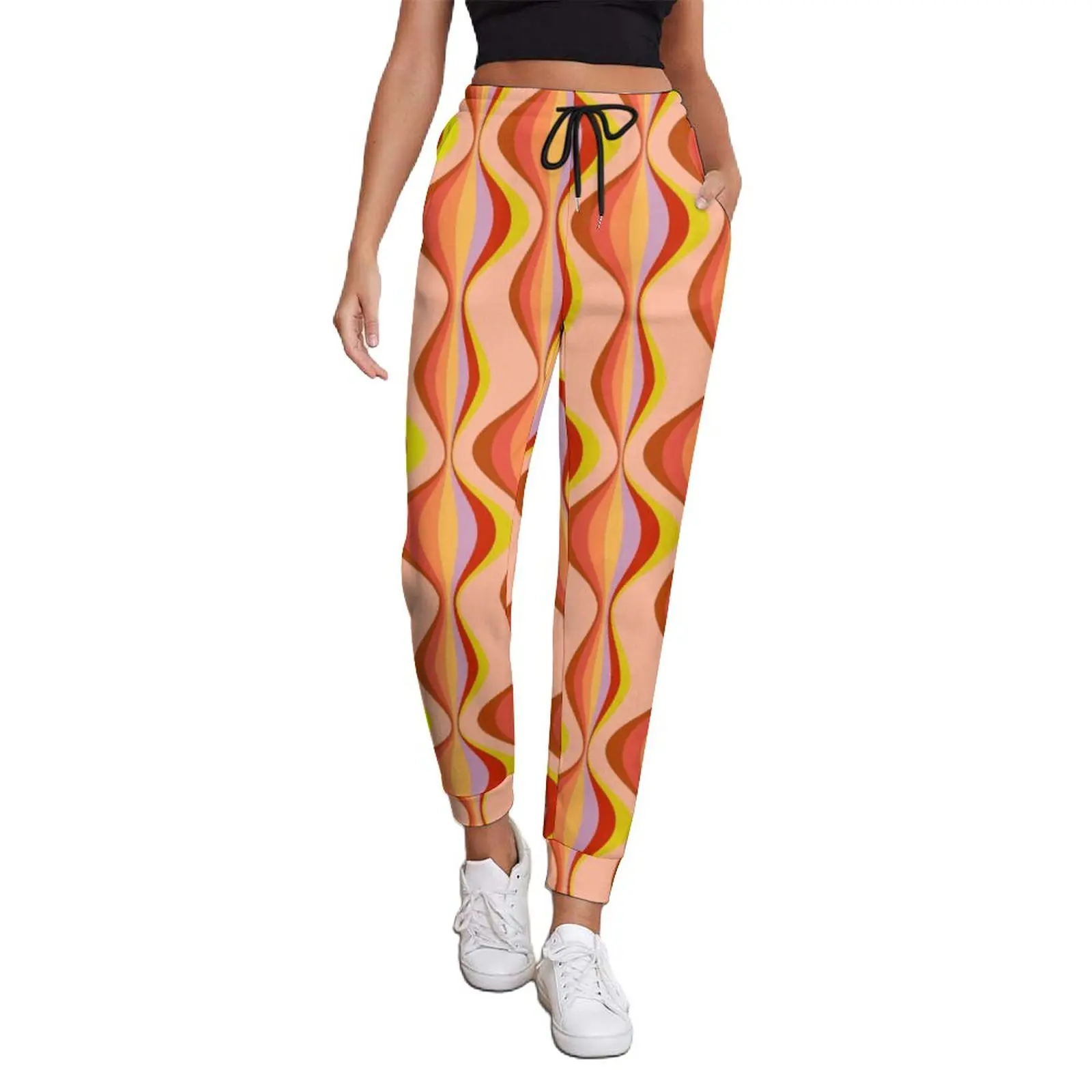 

Retro Mod Pattern Pants Women 60s Aesthetic Streetwear Joggers Spring Retro Pattern Big Size Trousers Gift Idea