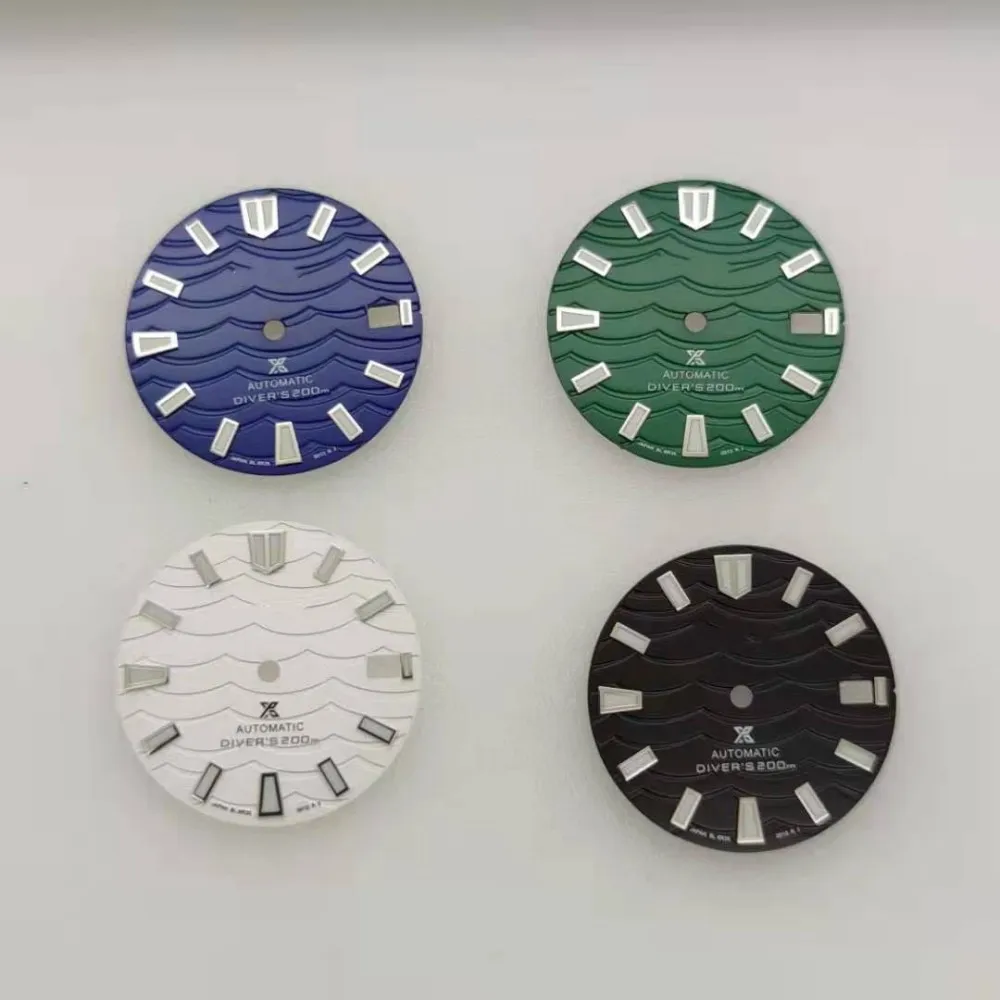 NH35 Dial Green Luminous Abalone Modified NH36 Movement Matte Pattern Literally Watch Accessories Size 28.5mm