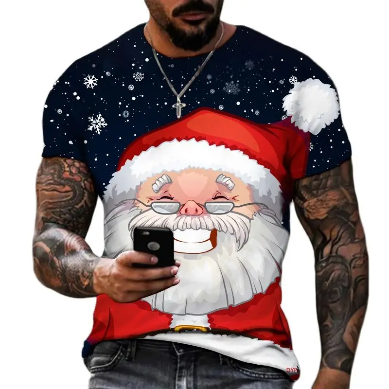 

Мужские рубашки с 3D-принтом, эксклюзивный дизайн, рождественский подарок для пожилых людей, футболки большого размера с круглым вырезом для...