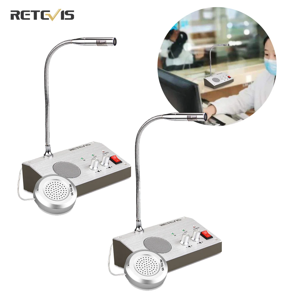 Window Intercom System 2 pcs Retevis RT-9908 Bank Counter Interphone Two Way Zero-touch Dual Pharmacy Hospital |