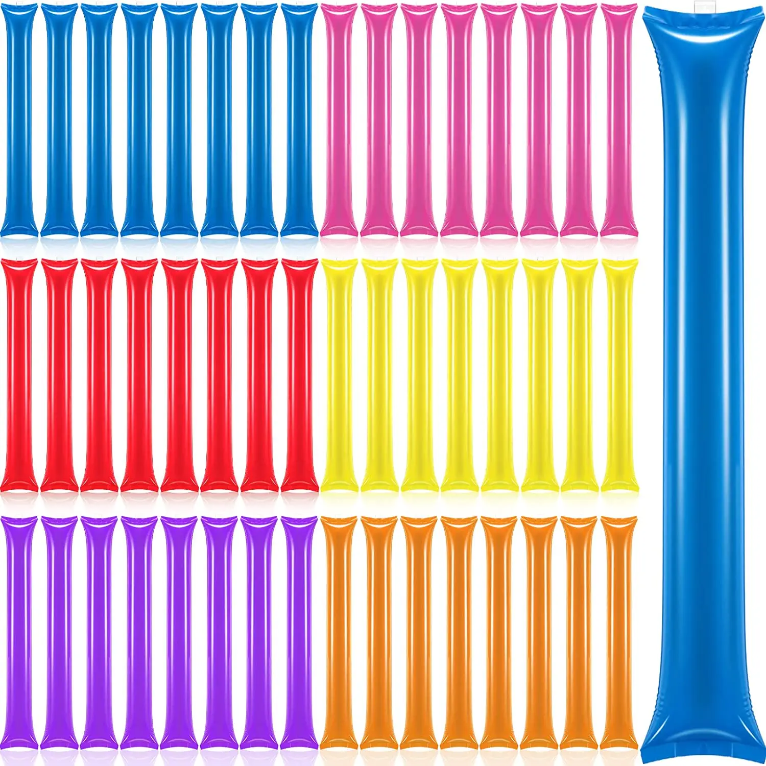 

48Pcs Thunder Sticks Team Spirit Boom Sticks Cheering Stick Plastic Cheerleading Clapper Inflatable Noise Makers for Sport Party