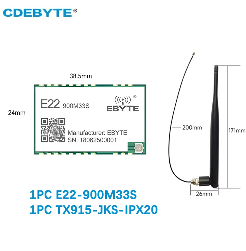 Фото SX1262 Беспроводной модуль с расширенным спектром LoRa CDEBYTE E22-900M33S 868/915 МГц 33 дБм 16 км SMD SPI Модуль Высокоточный TCXO №1