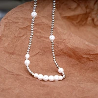 trend 316l stainless steel no fading pearl bead necklace charm man chain women light luxury choker jewelry wholesale