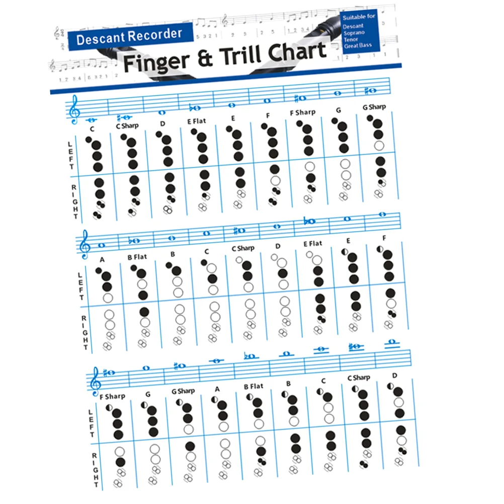 

Clarinet Chord Chart Music Posters Chard Flute Practicing Supplies Learning Guide Finger Fingering