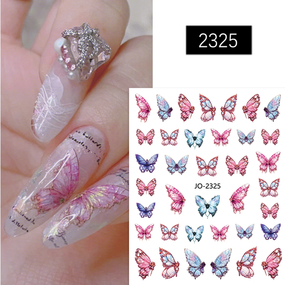 

3D Realistic Butterfly Nail Art Stickers Pink Blue Colorful Butterflies Wing Sliders for Nails Tattoos Charms Manicure Decor
