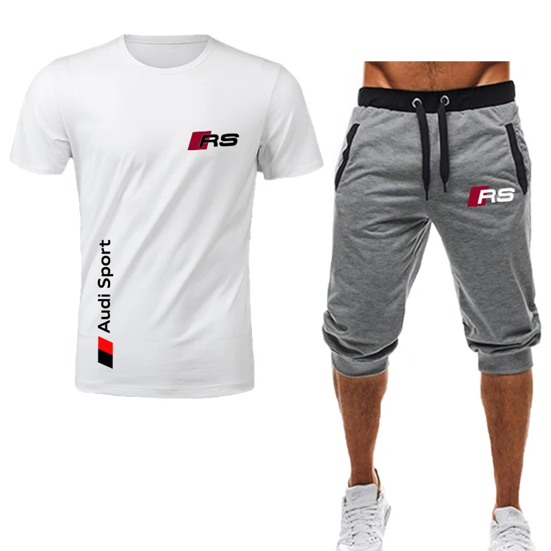 

Новинка 2022, летний мужской костюм для фитнеса, спортивный костюм, удобная дышащая футболка с коротким рукавом + шорты, комплекты из 2 предмет...
