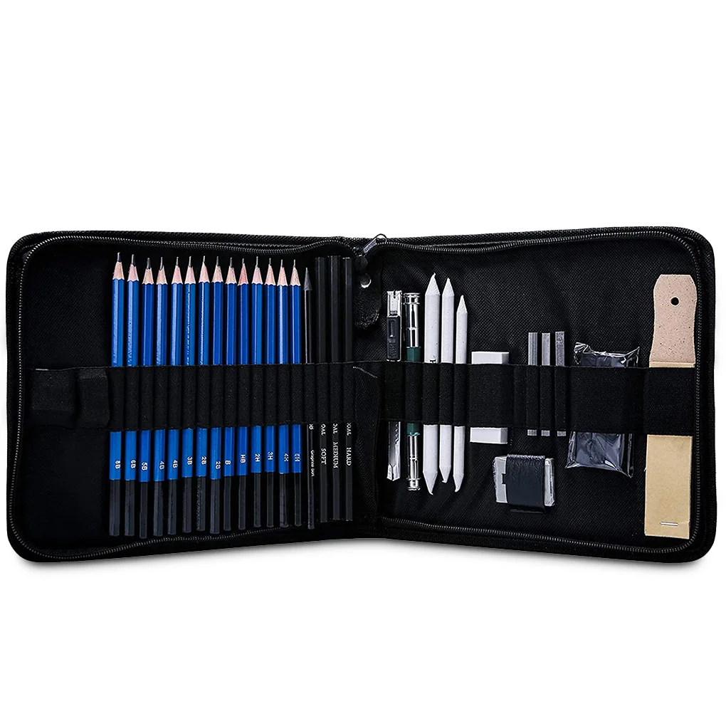 

32 Pieces Sketch and Drawing Kit Professional Sketching Pencils 2B 4B 8B Artists Kneadable Eraser Shading Graphic Tools