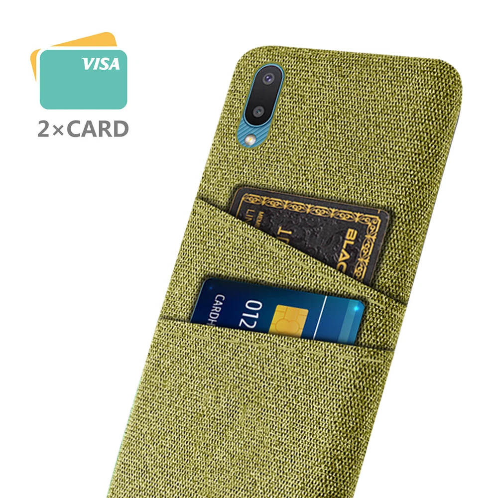 

For Samsung A02 Case Dual Card Fabric Cloth Luxury Business Cover For Samsung Galaxy A02 GalaxyA02 A 02 A022F Coque A02 2021