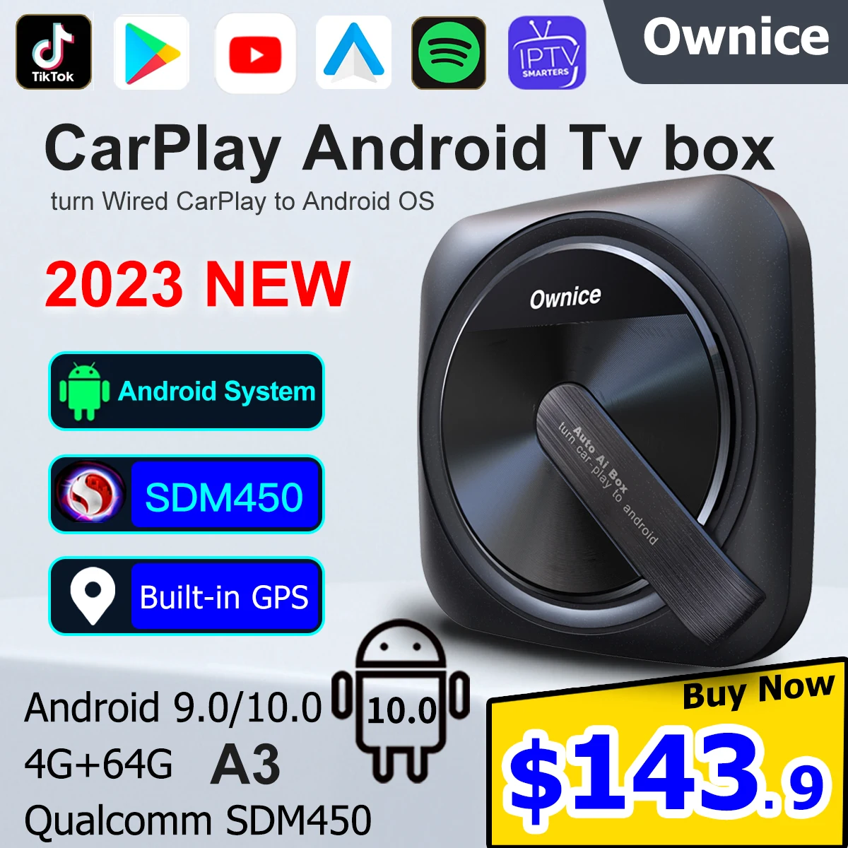 Купи Ownice A3 carplay ai box streaming Android auto smart spotify iptv subscription GPS for netflix MASERATI Ghibli Levante VW kia за 8,579 рублей в магазине AliExpress