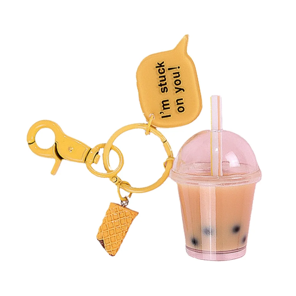 

keychain Tea Keychain Kawaii Keychain I Am Stuck On You Tea Keyring Bubble Tea Acesscory ( Orange )