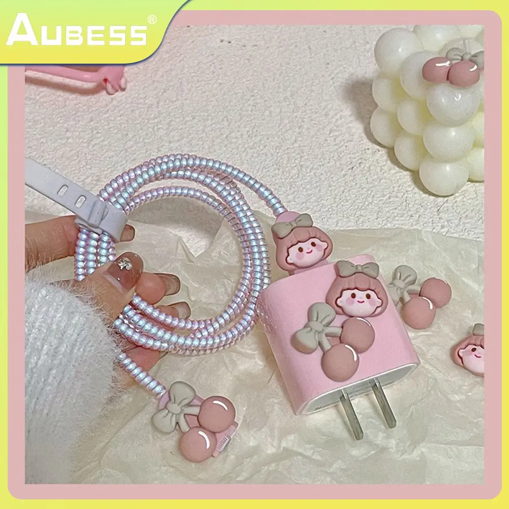 

All-inclusive Soft Rubber Protector Breathable Heat Dissipation Data Cable Protection Sleeve Cartoon Cartoon Cute And Charming