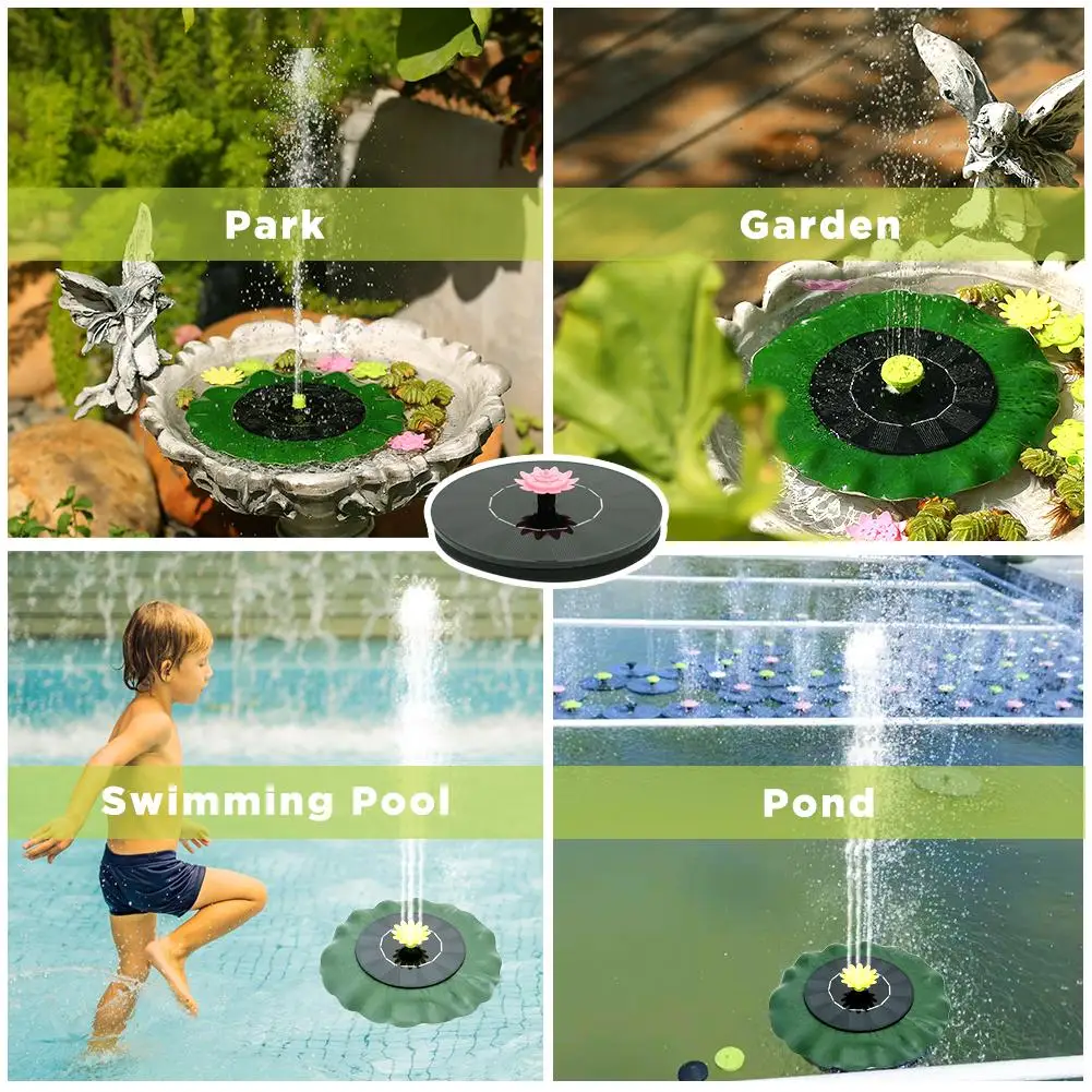 Солнечный фонтан насос Лотос обертка плавает 1 Вт вода с насадками птичья ванна бассейн садовое украшение на улице.