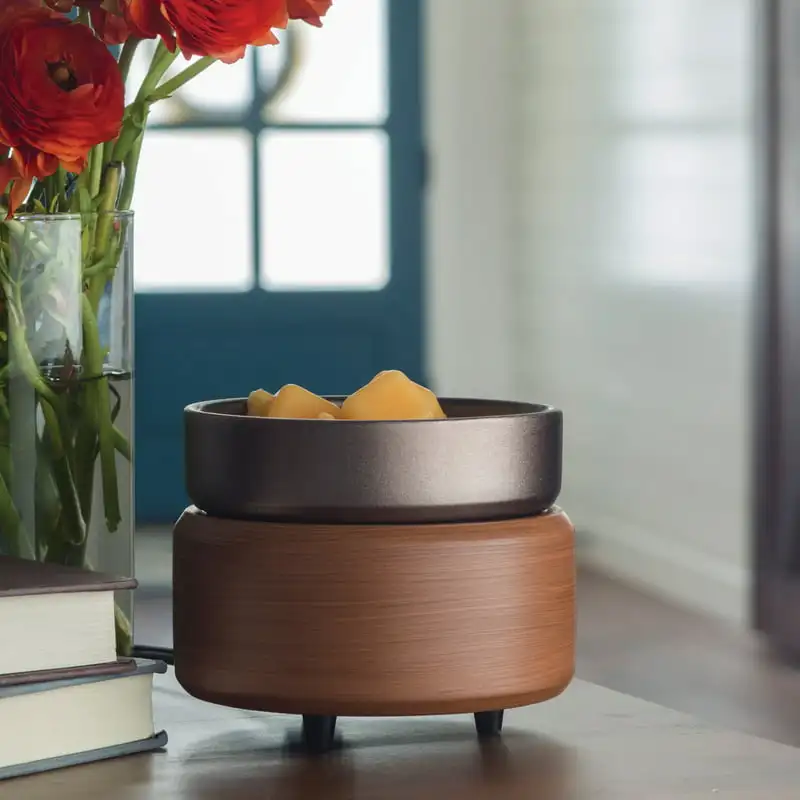 

Striking Walnut Wood 2-in-1 Candle & Wax Melts Warmer - Perfect Decoration for Aroma Therapy or Home Accents.