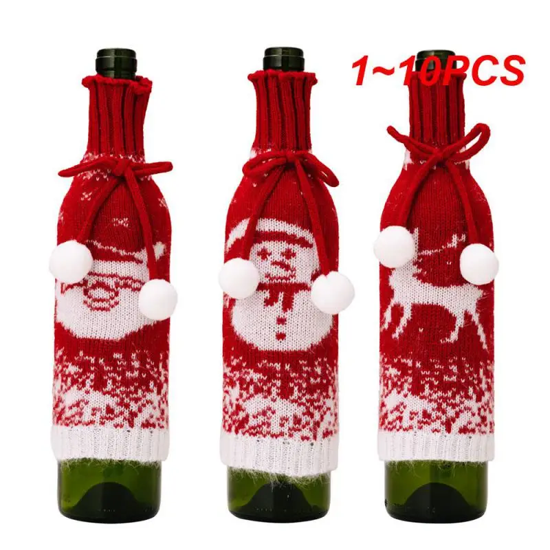 

1-10 шт., новогодний декоративный мешок для бутылки вина