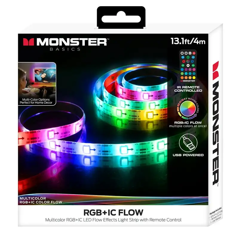 

Multi-Color Color Flow Light Strip, Customizable Indoor Lighting, Remote Control Btf lighting Rgbic led strip лента све