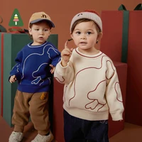 Amila Baby's Sweater 2022 Winter Children's Solid Color Ribbed Knit Line Pattern Casual Round Neck Pullover