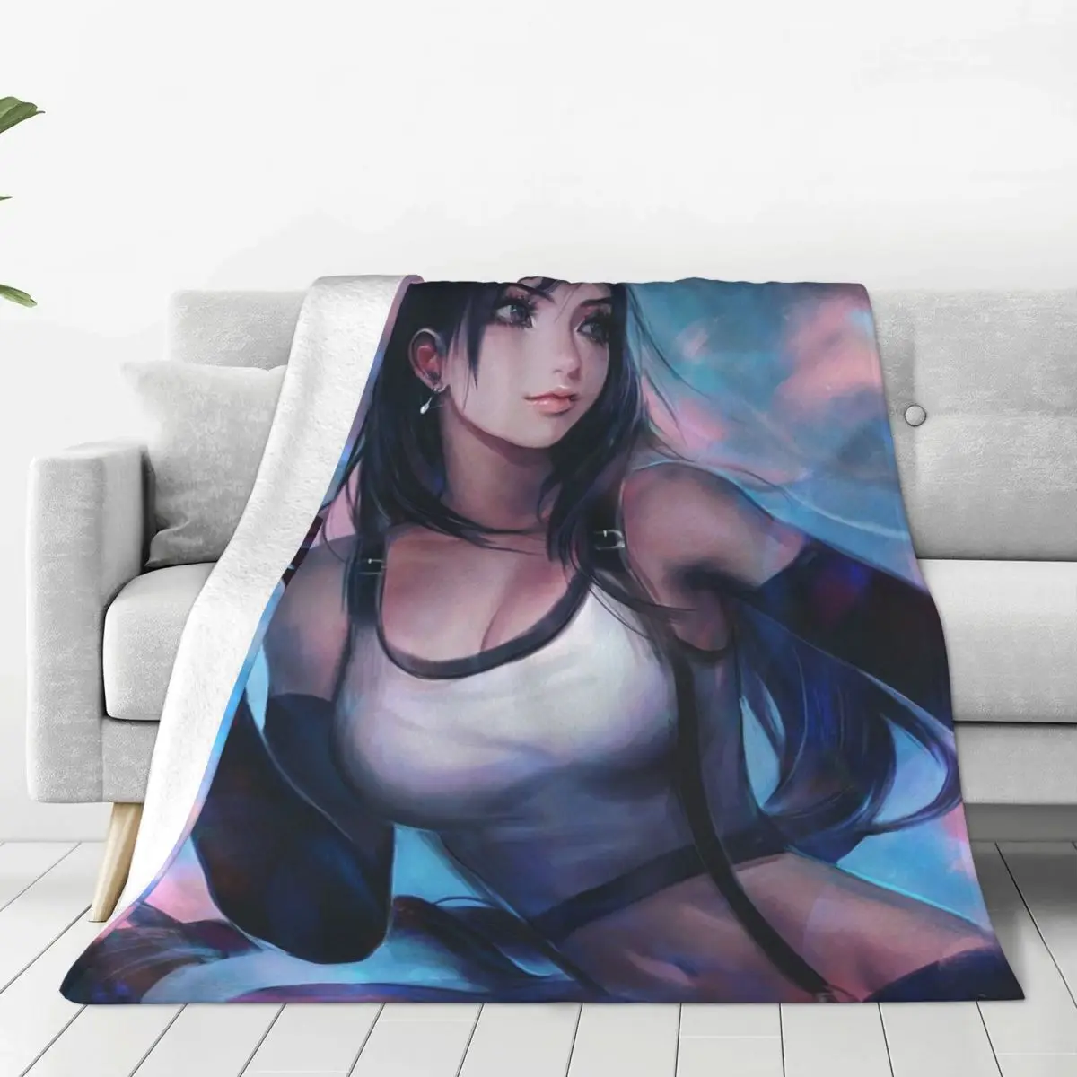 

Final Fantasy TIFA Blanket Fleece Aerith sexy beauties Fashion Multifunction Lightweight Throw Blankets for Home Office Quilt