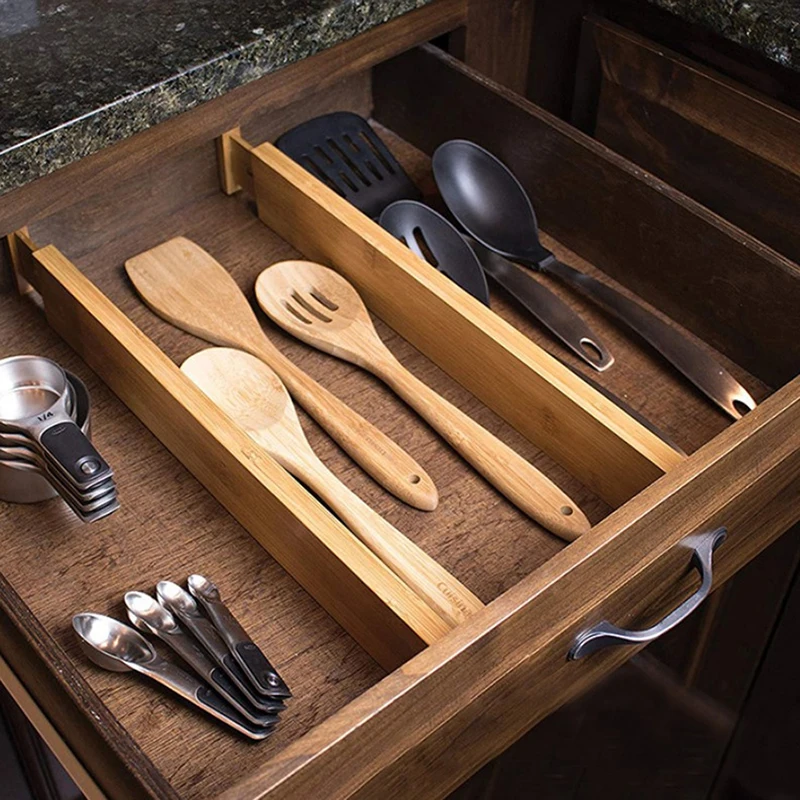 

Adjustable Bamboo Drawer Dividers kitchen drawer organizer Expandable Drawer Dividers Tray Storage Drawer Storage Board