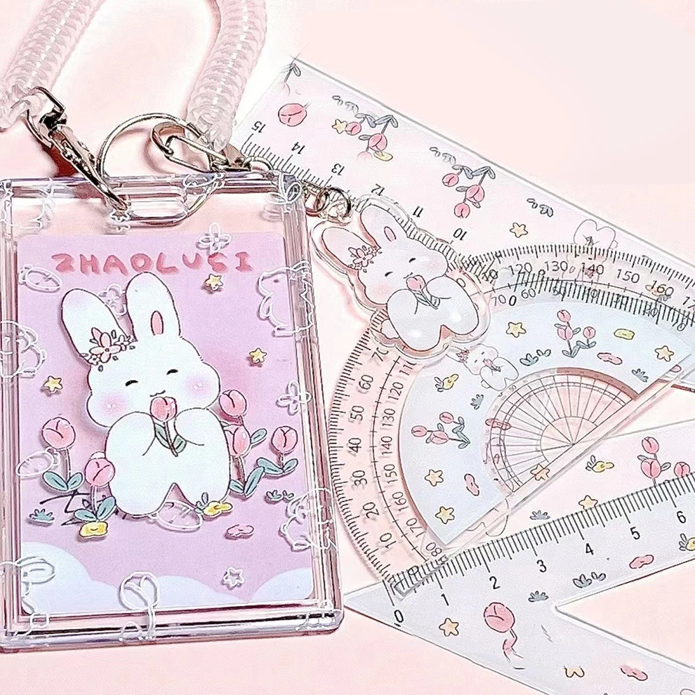 

Женский чехол с эластичной веревкой, Чехол для карт с кроликом, тюльпаном, брелок для карт, модный держатель для фотокарт