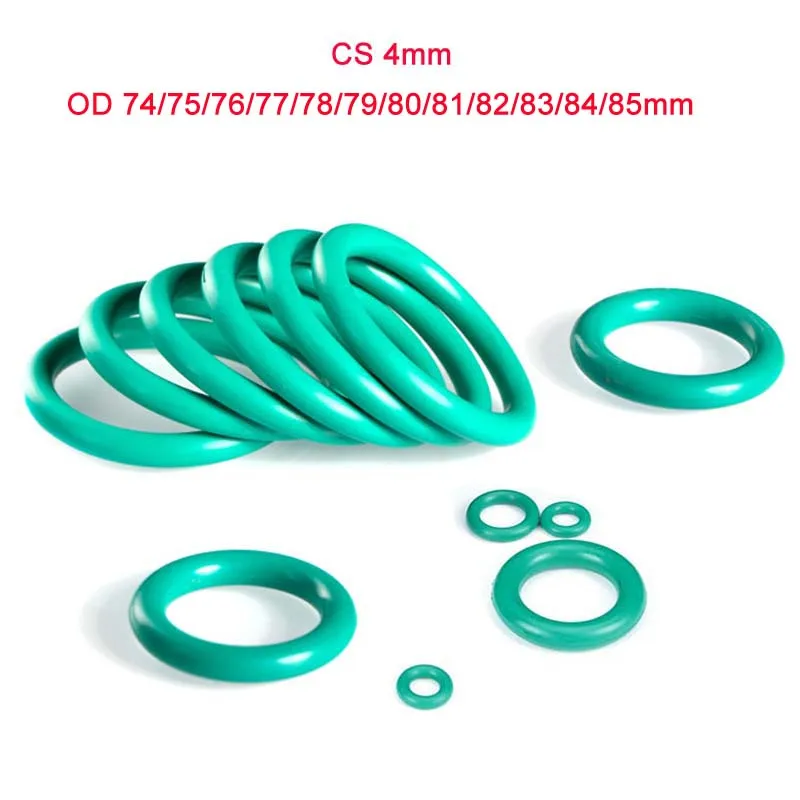 

1Pcs Green FKM Fluorine Rubber O-Ring Oil Sealing Gasket CS4mm OD 74~85mm O Ring Seal Gasket Rings Fuel Washer