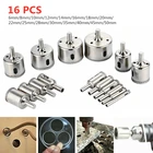 Набор сверл для алмазной пилы, комплект из 16 насадок 6-50 мм, для резки стекла, керамики, плитки, мрамора