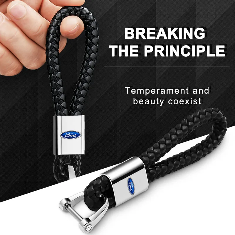 Leather Rope Car Logo Keychain Keyring Key Accessories For Ford Fiesta MK7 Mondeo MK4 ST Focus MK1 MK2 MK3 2 3 4