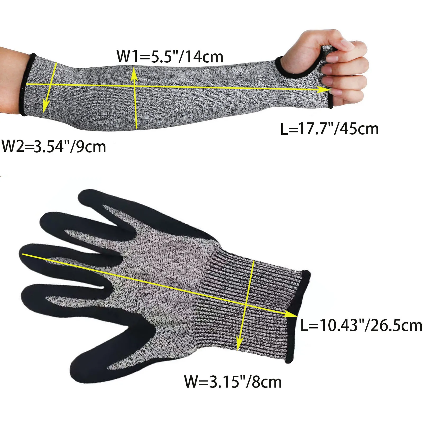 

Dingqing Grade 5 HPPE Cut Resistant Gloves, Cut Resistant Arm Guards, Cut Resistant Wrist, Cut Resistant Sleeve with Thumb Hole