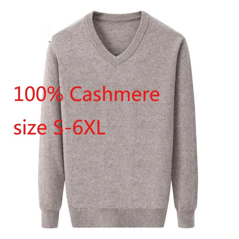 New Arrival 100% Pure Cashmere Large Men Coat Casual V-neck Computer Knitted Thick Pullovers Sweater Plus Size SMLXL2XL3XL-6XL