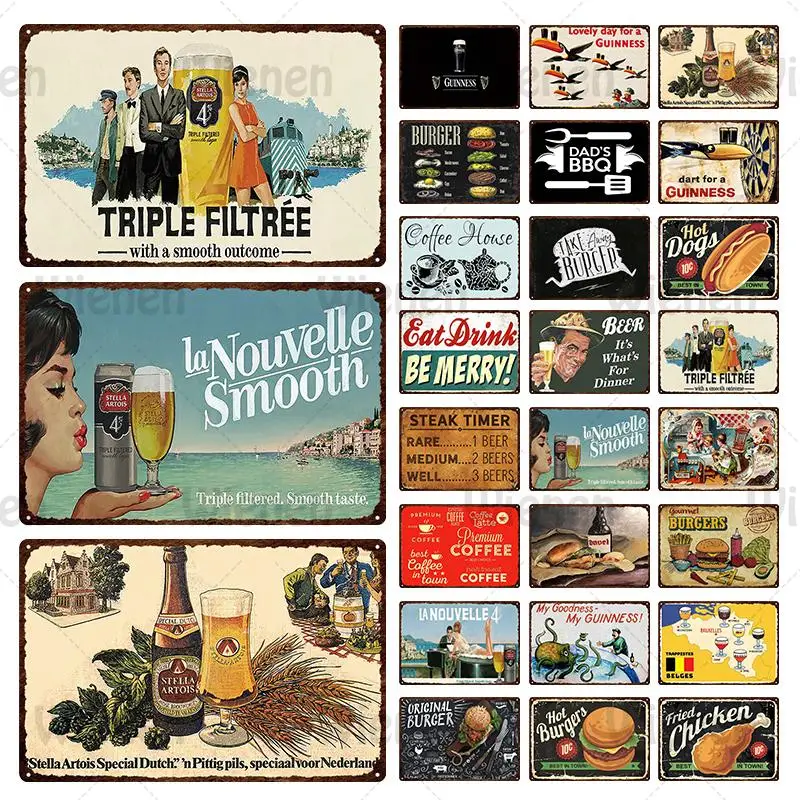 

Shabby Chic Metal Plaque Tin Sign Fast Food BBQ Beer Coffee Vintage Poster Metal Plate Bar Pub Cafe Diner Wall Art Home Decor