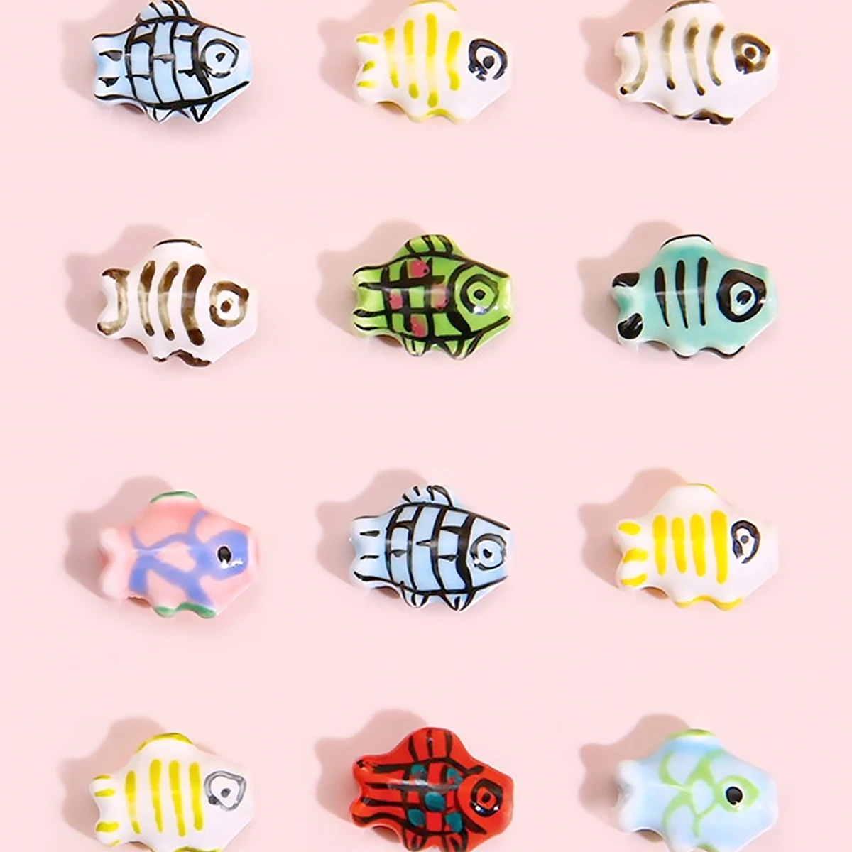 15x12mm Fashion Hand Painted Fish-shaped Ceramic Beads For Jewelry Making DIY Bracelet Necklace Keychain Colorful Procelain Bead