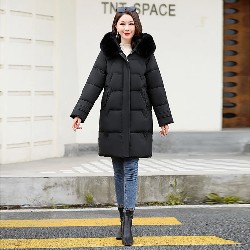 Women Winter Jackets Coats New Parkas Women Down Cotton Jackets Warm Outwear Faux Fur Collar Hooded Female Long Jacket Mujer 3XL