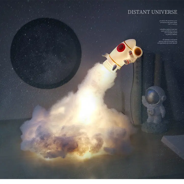 

Creative Rocket Small Night Lamp Decorative Ornaments DIY Material Package Outer Space Astronauts Ins Girl Heart Rocket Lamp Gif