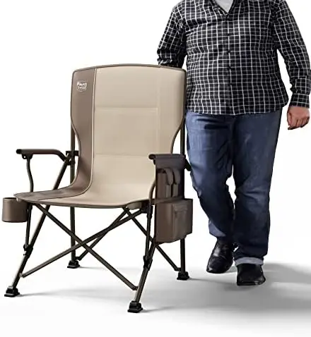

Camping Chair High Back Heavy Duty for Adults Support up to 500lbs with Cup Holder, Side Pocket