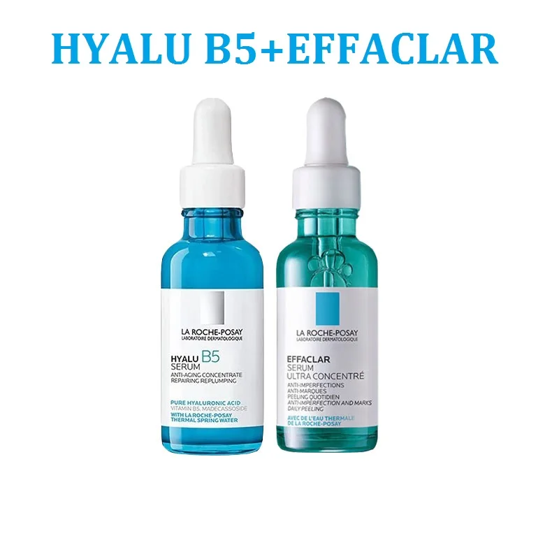 

2PCS Set La Roche Posay Hyalu B5 Serum/Effaclar 30ml Moisturizing Anti-Age Acne Treatment Skin Barrier Repair Face Care