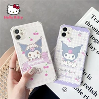hello kitty kuromi shockproof silicone rubber soft cover for iphone 13 13 pro 13 pro max 12 12 pro max 11 pro xs max plaid case