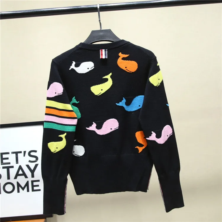 Осенне-зимний новый яркий пуловер с рельефным рисунком Кита TB вязаная рубашка