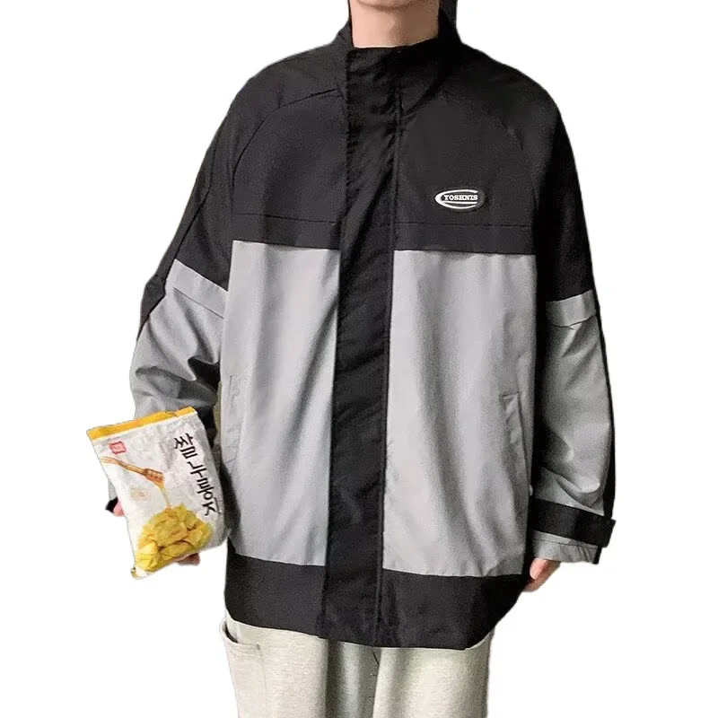 Модная мужская куртка в гонконгском стиле свободная посадка винтажный