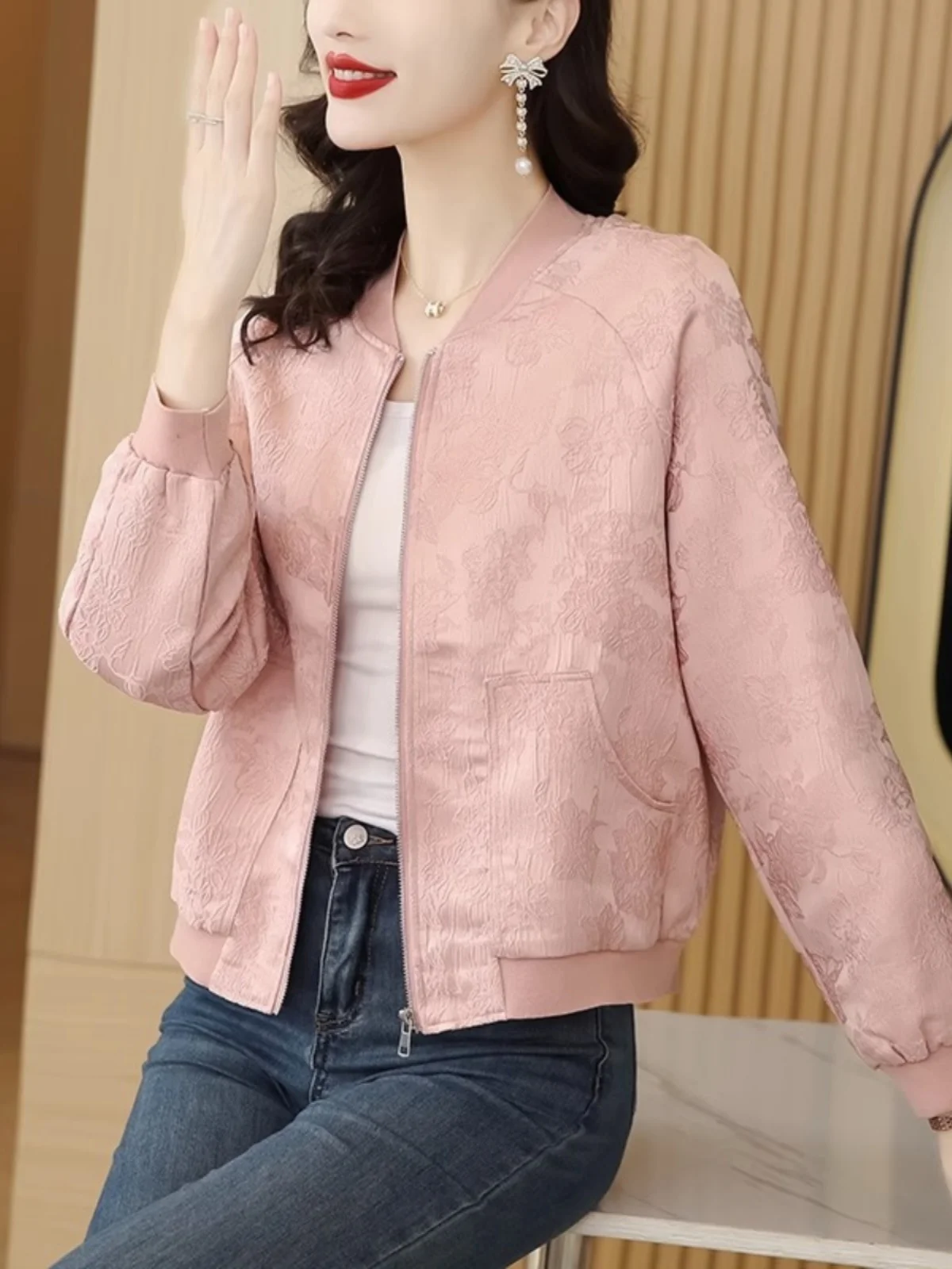 Осеннее женское модное жаккардовое короткое пальто осень и зима 2024 новая