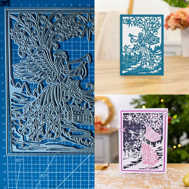 

Металлические Вырубные штампы счастливая богиня Рождественская рамка ангела Сделай Сам Скрапбукинг Фотоальбом декоративное тиснение бум...