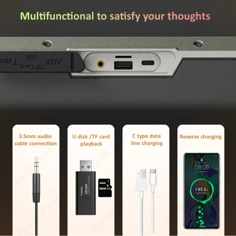 Фото SODLK T200PLUS 120 Вт Мощная Bluetooth-колонка для домашнего кинотеатра, стереосистема, беспроводной сабвуфер для улицы, портативный TWS-аудиоплеер с микрофоном №5