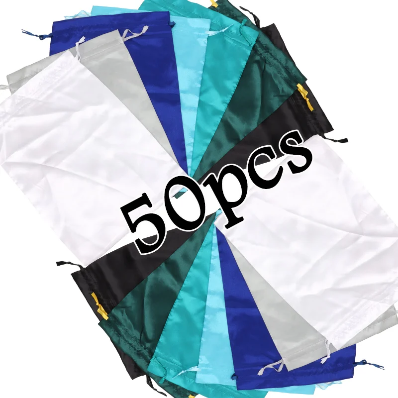 50 шт. атласная сумка для парика оптовая продажа наращивания волос мягкая с